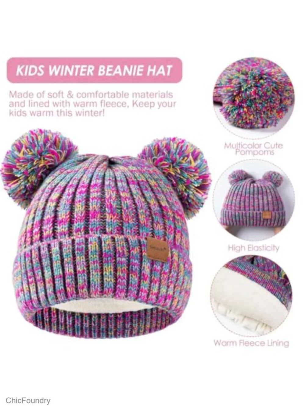 Kids Winter Hat Gloves Scarf Set Beanie with Pom Knit Neck Warmer Gaiter